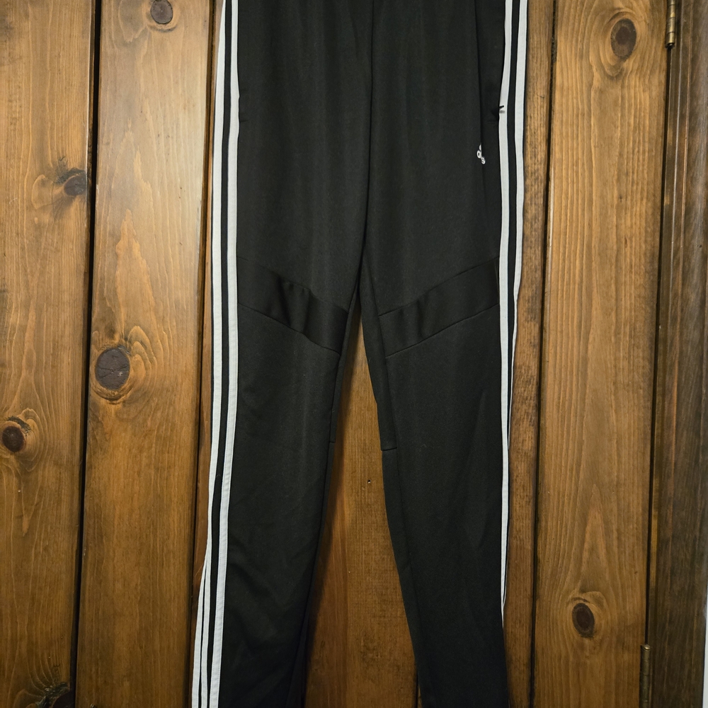 Adidas Black Track Pants With White Stripes